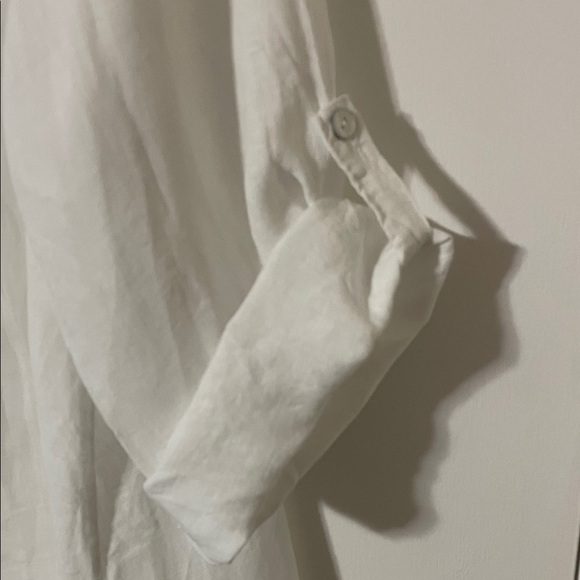 M Made in Italy White Hi Low Linen Shirt Size Medium - Picture 4 of 9
